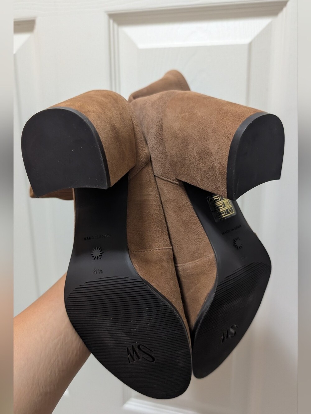 Stuart Weitzman suede sock Short booties Khaki Brown Size 8.5 - Picture 6 of 7